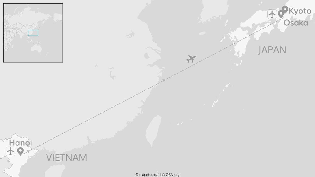 2 for 1 Japan: Meet me in Hanoi, Kyoto & Osaka